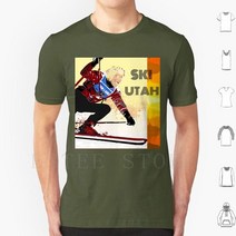 스키 70 년대 스타일 티셔츠 남성 코튼 6xl 슬라롬 다운힐 슈퍼 G 린지 본 스노우 아이스 파우더 부츠 폴, [09] 6XL, [06] M-Tee-Moss Green