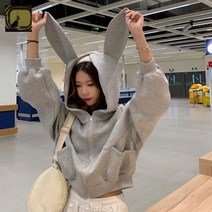 토끼귀 루즈핏 여리여리한 후드 집업