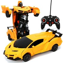 RC 카 자동차 새로운 2 in 1 car toy 변형 로봇 운전 차량 스포츠카 모델 remote control car toy gift for toy, 노란색
