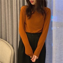 스웨터니트이너셔츠 이너티셔츠 여성 봄가을 스키니핏 가방 심사 개성 롤업 턴업 스타일리쉬 반폴라 풀오버 3965206508