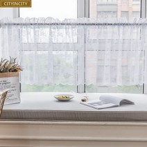 방음커튼 누보데코 린넨 거실 속커튼 모던하우스 암막 커튼 화이트 레이스 주방용 하프 투명 쉬어 얇은 명주 그물 짧은 도어 바 홈 장식 맞춤형