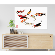 황금 잉어 붕어 연꽃 그림 캔버스 액자 생기 재물 금전 행운 합격운 인테리어 수채화, 11.기개득성 합격잉어, 3호 29x21