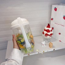 다용도 도시락샐러드컵용기 디저트 용기컵 과일도시락컵 원형용기세트 시리얼용기컵 다이어트필수템 대용량1000ml, 1개, 화이트