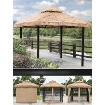 정자 캠핑장 바베큐장 루프탑 방갈로 원두막 농막, 초가집 3 3미터 커튼 없음