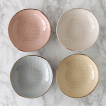 남승일 도자기 국산 수공예 나뭇잎 모양 찬기 반찬 그릇 앞접시 대 크기, 1개, 핑크