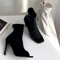 여성구두 토오픈 부츠힐 하이힐부츠 9cm 숏부츠