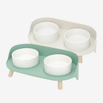 에코펫위드 강아지식기 강아지밥그릇 고양이밥그릇, 모던세라믹 테이블2구 베이지