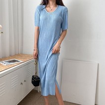 퍼니걸스 5351 라운드 플리츠 주름 롱 원피스 여성의류