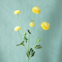 아름다운 봄 국화 데이지 꽃 가지 잎 인공 홈 장식, [01] 옐로우