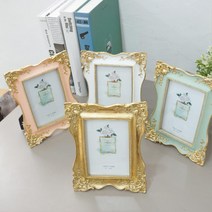 마블소재 빈티지 웨이브 사각 탁상용액자 포토액자 결혼선물 촛대소품, 민트