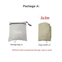 타프 33m 34m 블랙 코팅 방수포 방수 캠핑 방수포 그늘 야외 타포린 쉼터 풀, 3x3m만 타프, only tarp A 3x3m