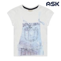 에스크 주니어 여아 오버롤 실사 반팔 티