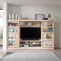 에든가구 맞춤 슬라이딩 거실장 전면 TV 책장 서재 거실 서재화 수납 GTSM-3316 월플렉스, 라이트메이플, 47인치-최대 가로길이 1070mm