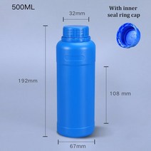 500ml 빈 HDPE 플라스틱 병 탬퍼 투명 뚜껑 포함 식품 등급 포장 용기 액체 로션 리필용 1 개, [01] 500ML, [05] blue B