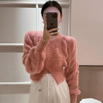 코코블랑 / 프린지 셔링 크롭 가디건