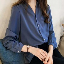 러블리 가을룩 코디 셔츠 자켓 이너 브이넥 블라우스 여성정장셔츠 의류쇼핑몰 베이직남방셔츠