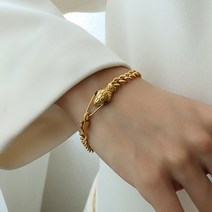 영블리 YJB056 [써지컬스틸] 힙합 셀럽 뱀 스네이크 체인 팔찌 골드