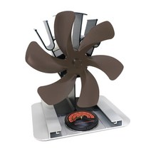 동력팬 난로팬 타프팬 무동력에코팬 캠핑 공기순환기 벽난로 팬 역발전 고온차 열풍팬 아웃도어 캠핑 난방 동력팬 얼음낚시 소형선풍기, 브론즈 색상 블레이드 6개 + 방열판 + 온도계