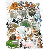 동물스티커 세트 방수 기능 호랑이 토끼 말 인스 다이어리꾸미기