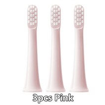 xiaomi t100 소프트 진공 교체 헤드 용 3-6pcs 음파 전동 칫솔 깨끗한 강모 브러시 노즐 헤드 50pcs 치실, 쓰리핑크