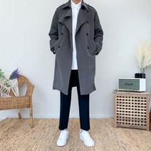 모룸 남자 더블 트렌치 오버핏 벨트 롱 코트 3컬러 M1736