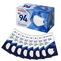 KF94 국내산필터 부직포사용 델탈형 보건용 황사방역마스크 (개별포장) 블랙마스크/화이트마스크 50매, KF94 흰색 50매