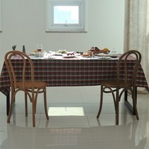 디케이홈 데코 빈티지 기모체크 식탁보 순면 식탁커버, 원탁테이블(120x120cm), 체크레드