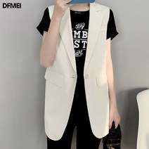 DFMEI.정장 베스트 여 아우터 박시 민소매 조끼 양복 겉옷
