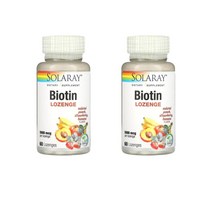 솔라레이 비오틴 로젠지 복숭아 딸기 바나나맛 5000mcg 60캔디 Solaray Biotin Lozenge Peach Strawberry Banana, 2팩