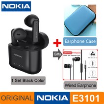 노키아 E3101 블루투스 TWS 헤드폰 무선 Fone 이어폰 소음 감소 듀얼 마이크 HD 통화 헤드셋 안드로이드 ios에 대한 귀에 세미, 규격 없음, Black and Case TW13