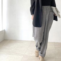 네모엔룩 빈티지워싱 린넨느낌 빅포켓 허리밴딩 빅사이즈 팬츠
