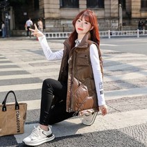 퀼팅 패딩 조끼 여성 스탠드 카라 코트 자켓