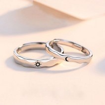 2 개/대 썬 문 페어 링 커플 여성을위한 남자 애인 손가락 실버 컬러 발렌타인 데이 매칭 웨딩 쥬얼리 선물
