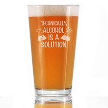 Alcohol is a Solution – Pint Glass for Beer - Funny Science Teacher Gifts for Women & Men - 16 oz Dr, 1, 기타