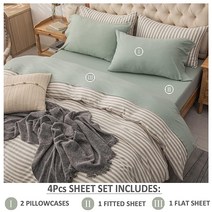 PURE ERA 저지 니트 4피스 침대 시트 세트 100% 티셔츠 면으로 매우.. 정품보장, Sage Green