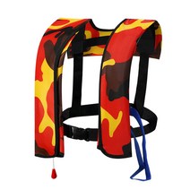 자동 팽창식 구명 조끼 자켓 부력 풍선 루어 라이프 낚시 허리 선상, 프리사이즈, 오렌지 카무플라주