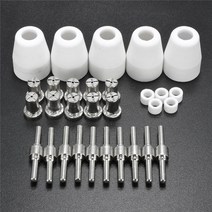플라즈마 절단기 팁 30 pcs lg-40 pt-31 플라즈마 커터 절단 토치 소모품 액세서리 확장 니켈 도금 팁 노즐 전극 쉴드 컵, 한개옵션0