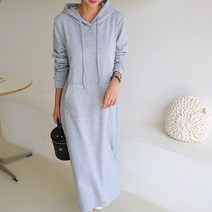 하이데일리 슬릿 후드 롱원피스