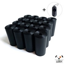 LOIDY 강아지 배변봉투 산화성분해 똥츄 풉백 푸푸백 친환경, 블랙 EPI 16롤(240매)+배변캡슐(색상랜덤)