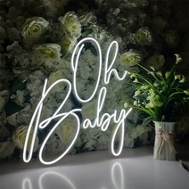 파티룸 인테리어 소품 사용자 정의 네온 라이트 oh baby sign led 웨딩 베이비 샤워 장식 1st birthday gender 드러내기 벽 홈 바 룸 성격 배너, 아이스 블루, 오 베이비 60x60cm