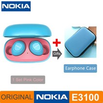노키아 E3100 TWS 헤드폰 Fone uriulres 무선 블루투스 이어폰 HD 전화 400mh 안드로이드 IOS 레드 오렌지, 09 E3100 Pink and Case