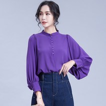 아이버리아해외직구 랄프랄프샵 단색 랜턴소매 여성 드레이프 쉬폰 블라우스 A28