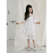 하얀벚꽃 여아레이스드레스(반팔)