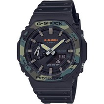 Casio 남성 카시오 G-Shock 아날로그-디지털 옥타곤 카모 베젤 시계 GA2100SU-1A