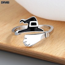 DFMEI 할로윈 심플 도깨비 펀칭 호박 마녀 모자 반지 심플 디자인 손 액세서리