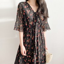 드레스날다 장미향기 브이넥 쉬폰 원피스(ops1087)