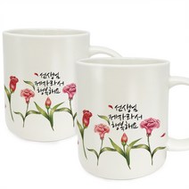 berryston 카네이션 레터링 머그컵 세트_2개입, 2개입, 행복해 선생님 제자 세트