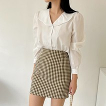 퍼니걸스 9521 데일리 물결 카라 셔링 블라우스 여성의류
