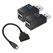 1 PCS HDMI 스플리터 케이블 1 남성 듀얼 HDMI 2 여성 Y 분배기 및 2 개 3 포트 USB 허브 미니 USB3.0 고속 허브, 하나, 검정