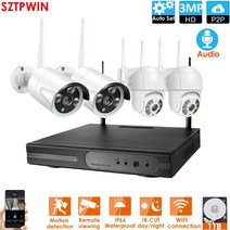 가정용CCTV 실외용 초고화질 CCTV 와이파이 무선 NVR 키트 시스템 1080P 8 채널 P2P 3.0MP 실내 실외 IR 야간 비전 보안 오디오 IP 카메라, 2.1t